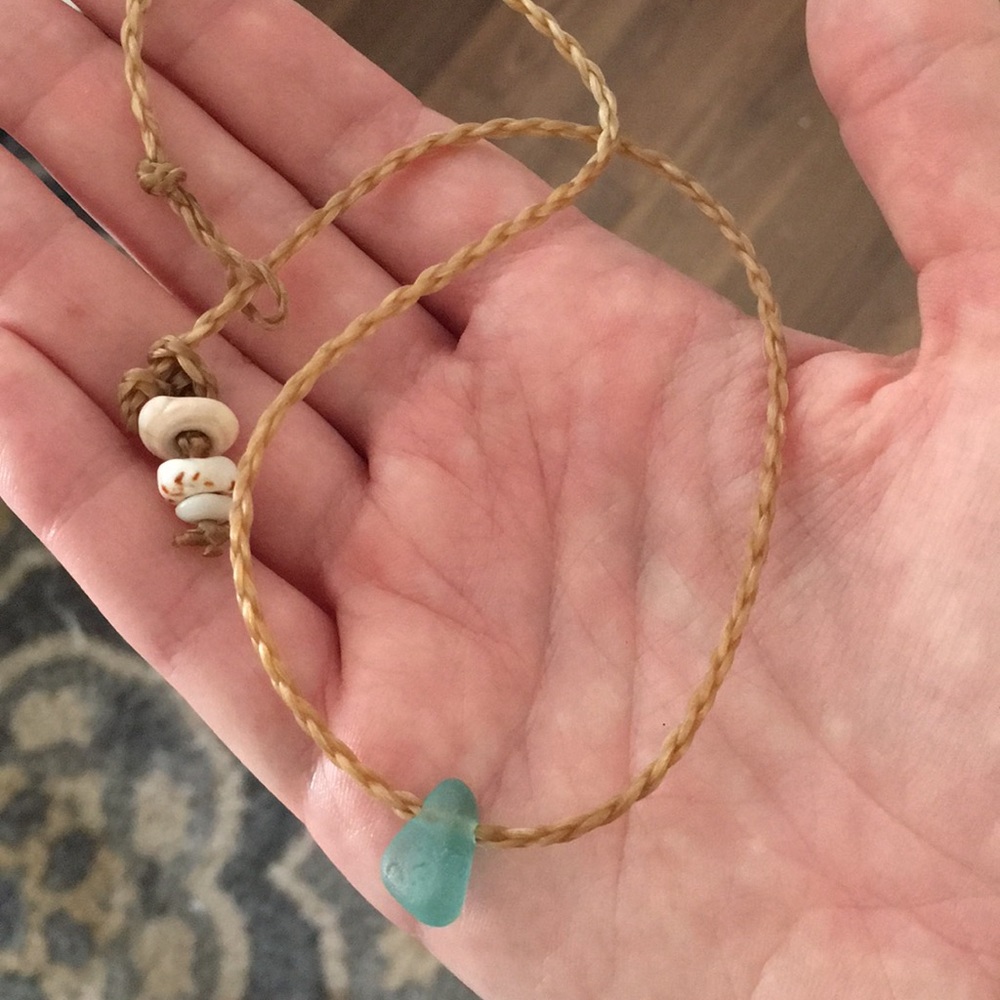 Sea glass rope necklace